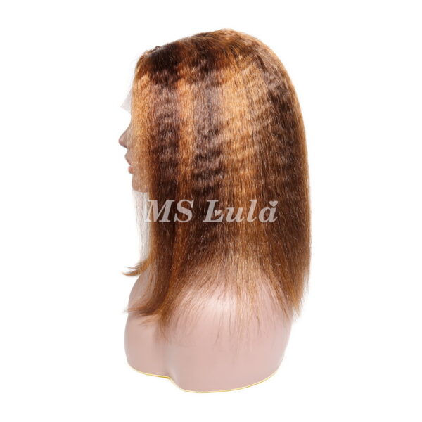 #4/27 Highlight Color Kinky Straight T Part BOB Wig - Image 5